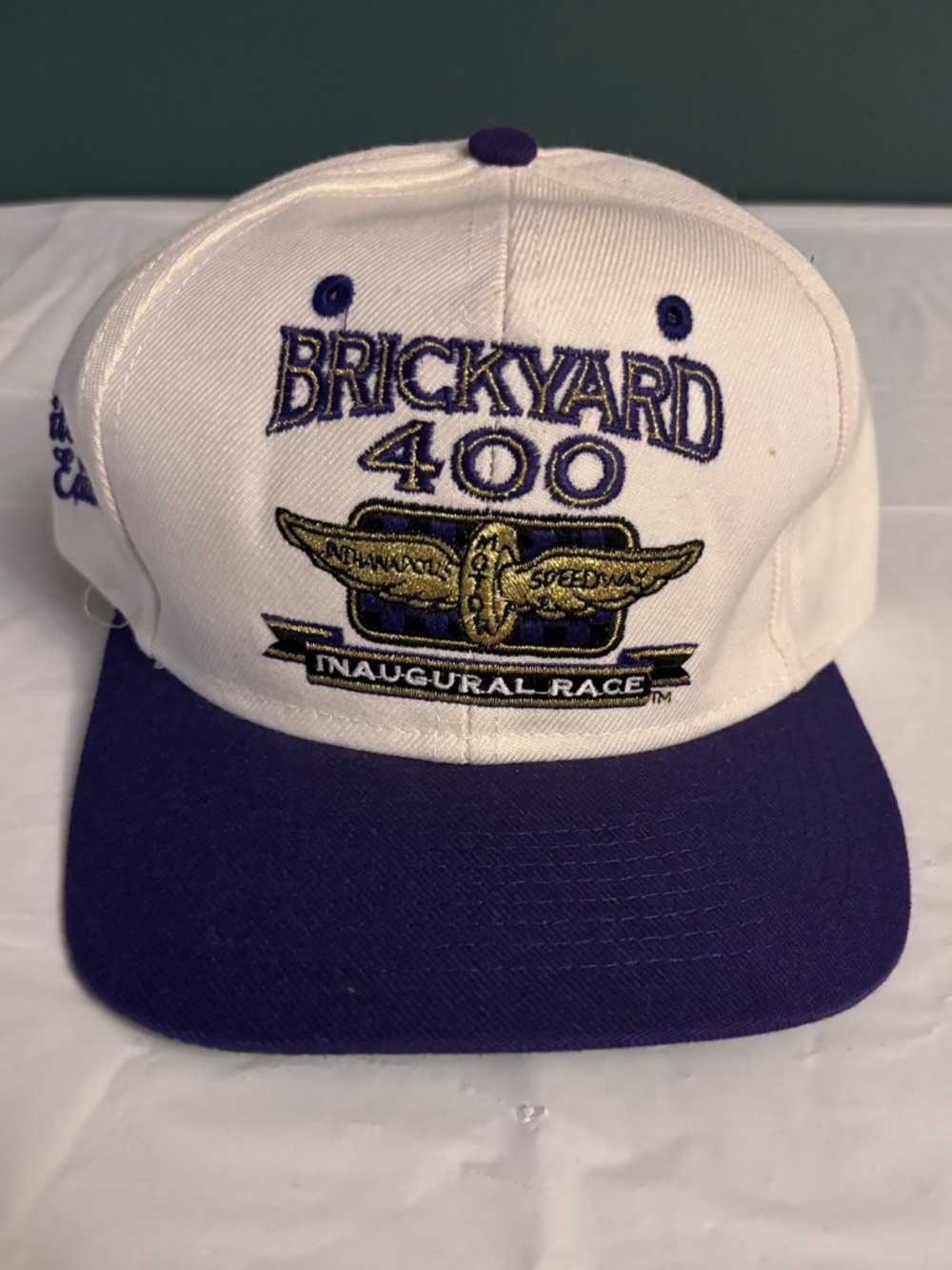 Vintage Brickyard 400 Inaugural Race Embroidered Cap - White & Purple